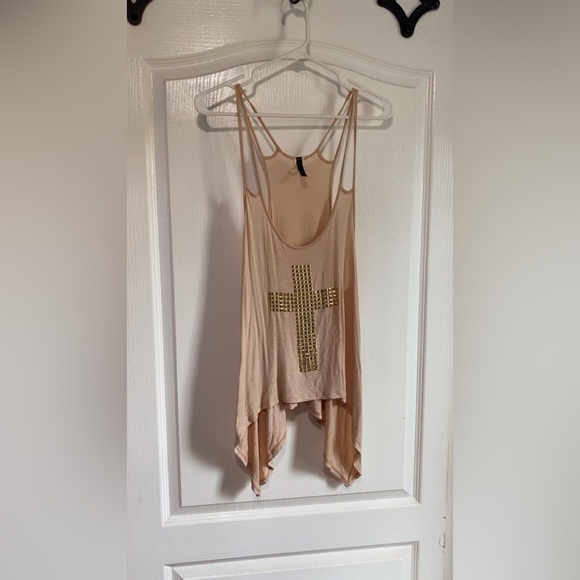 Tops - Gold Embellished Tan Women's Top